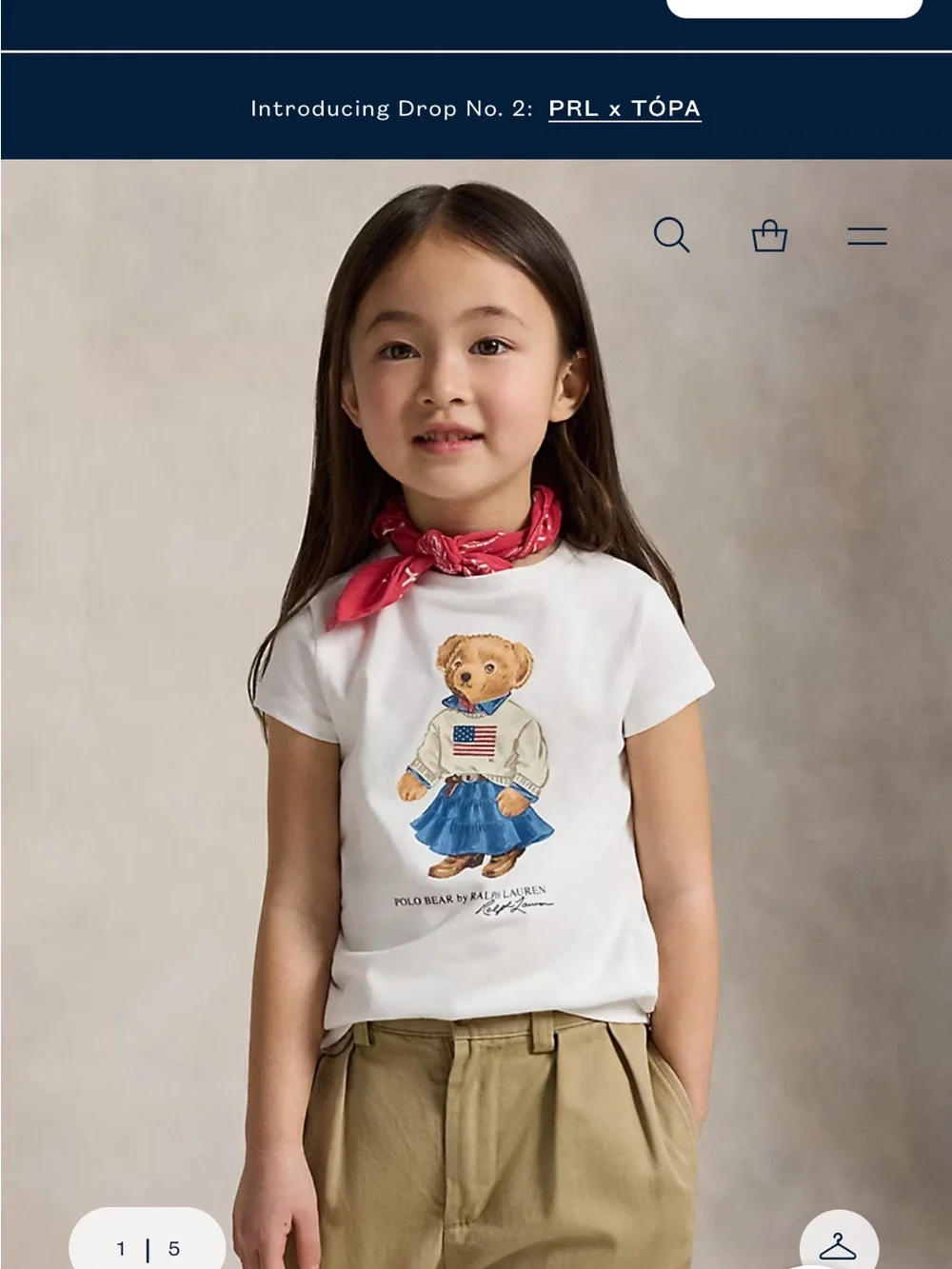 Ralph Lauren White Tee with Polo Bear Graphic